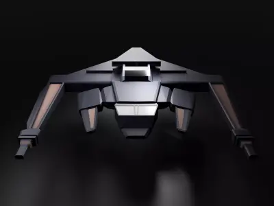 Futuristic Spaceship Low poly - 3D model Low-poly 3D model