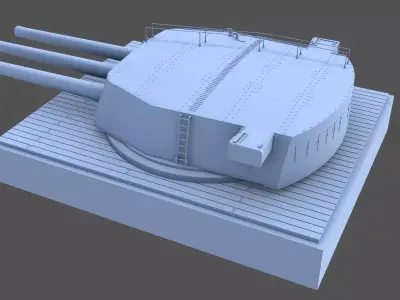 406mm Mark I triple turret - Personal license - 1-72 scale 3D print model