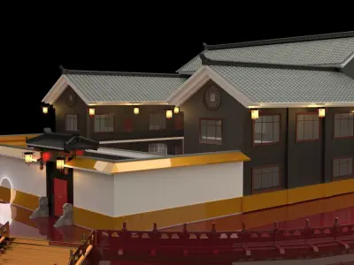 Chinese ancient courtyard  house 3D model get
