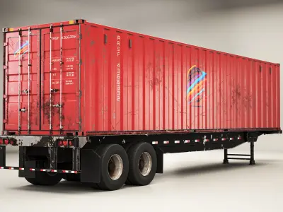 Used Old ISO Shipping Container Semi Trailer 3D model