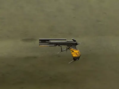 Low Poly Low Res Background Sci-Fi Pistol Low-poly 3D model