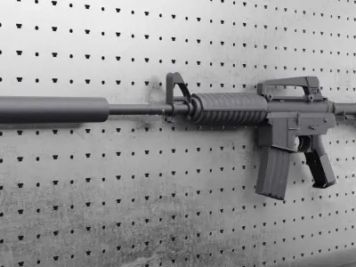 Colt M4A1 AR15 Carbine Assault Rifle Machine Gun Low-poly 3D model