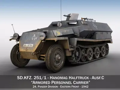 SDKFZ 251 1 - Ausf C - Half-track - 24PD 3D model