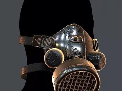 Gas mask helmet 3d model scifi Low-poly  Low-poly 3D model 2