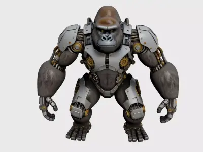 Mechanical Gorilla 3D Model  Sci-Fi Robotic Creature 3D model