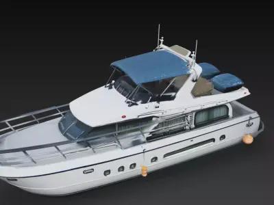 Modern Luxury Motor Yacht with Canopy Roof 3D Model 3D print model