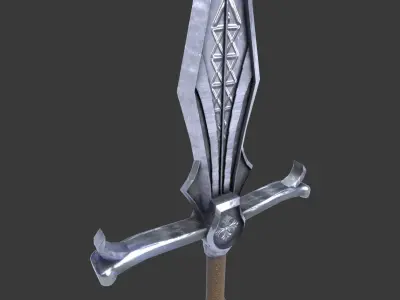Medieval Long Sword Low-poly 3D model