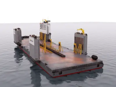 Heavy transport vessel grey 3D model