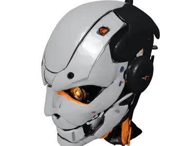 Damaged Robot Head Exposed Cables 3D model