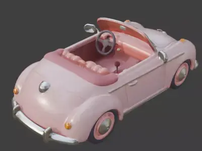 Stylized 3D Valentine Convertible Car Model Low-poly 3D model