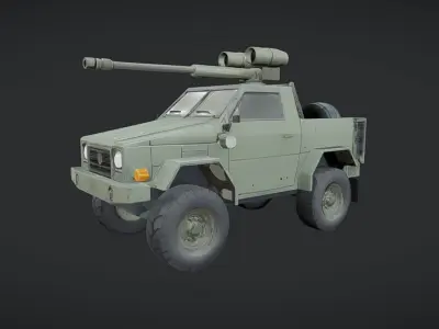 military armored vehicle with mounted cannon 3D model