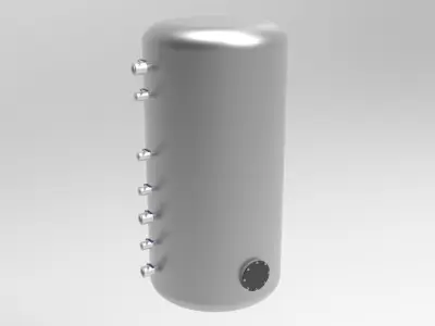 Boiler water bottle with silver buttons 3D model