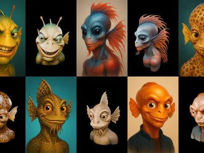 Head Fish bundle 15 pack 66 glb 3D model