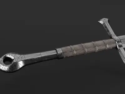 Medieval Longsword Sword PBR Game Ready Low Poly 3D model