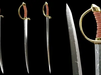 PBR Arabic Sword Pack Low-poly 3D model