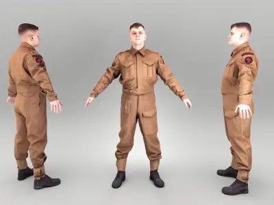 British soldier ready for animation 385 Low-poly 3D model