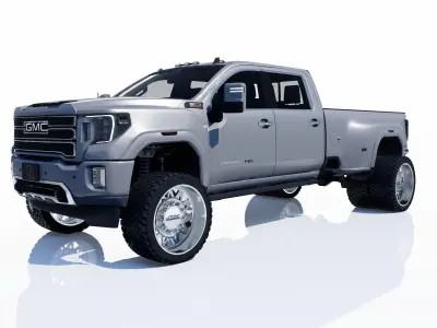 Pickup GMC Sierra 3500 HD Denali Dually with Interior  3D model
