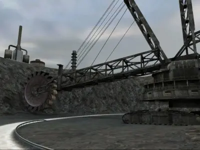 Bucket wheel excavator Low-poly 3D model