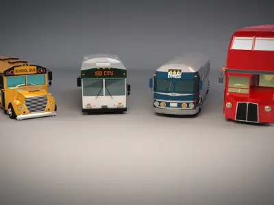 Low Poly Bus Pack