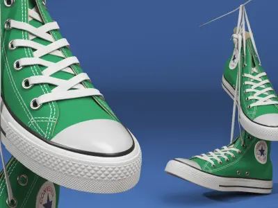 Green Converse All Star Sneakers Suspended by Laces 3D model