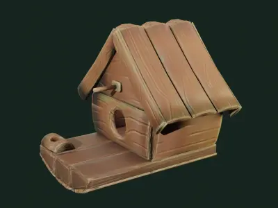 Stylized Bird House LOW POLY Low-poly 3D model