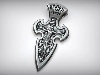 Orthodox Jesus Christ Crucifix Cross Archangel Michael 3D print model