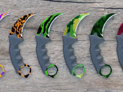 Karambit knife CS GO SKINS Low-poly 3D model