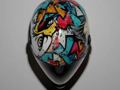 Helmet with graffiti 3D model