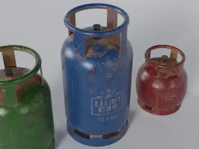 Industrial Gas Cylinders Free low-poly 3D model