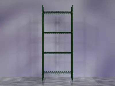 Wire Shelves - 30 inches X 12 inches X 72 inches in green epoxy Low-poly 3D model