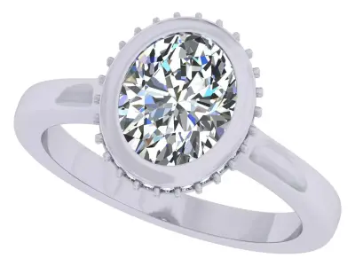 Oval Bezel Head Engagement Ring 3D print model purchase