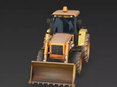 Industrial Orange Loader Tractor 3D Model Low-poly 3D model