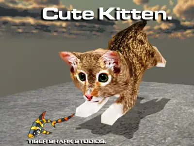 Cute Kitten Low-poly 3D model