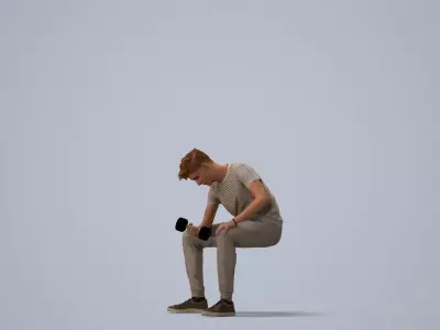 00085Ewoud004 - Adult Caucasian man exercising in casual summer 3D model