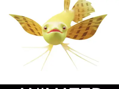 Pantodon Buchholzi fish Animated Low-poly 3D model