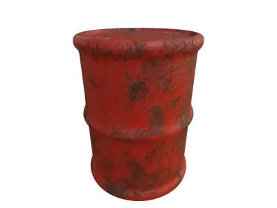 Abandoned Red Drum with Peeling Paint and Slight Rust PBR Free 3D model