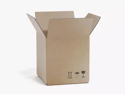 Cardboard Box V2 - Parcel Package with Symbols - Rigged 3D model