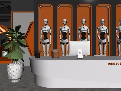 Orange Halo Future Technology Exhibition Lobby 3D model