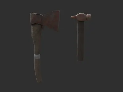Axe and hammer Free low-poly 3D model