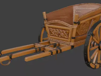 Ornate Wooden Carriage 3D Model 3D model
