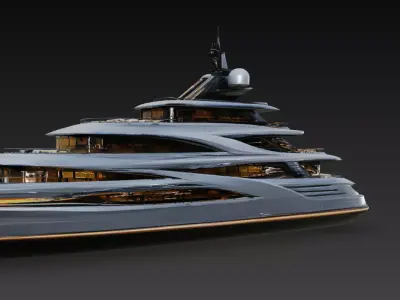 Premium Futuristic Luxury Super Yacht 3D print model