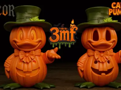 Halloween Donald Duck Pumpkin - Decor and Carved Versions  Free 3D print model