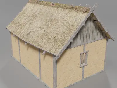 Medieval house Low-poly 3D model 8