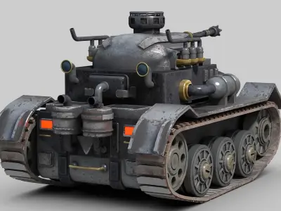 Cartoon Steampunk Tank 3D model