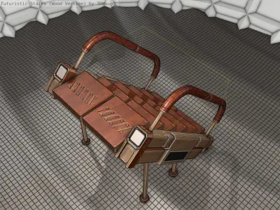 Wood Stairs - Construction Element 8 Low-poly 3D model