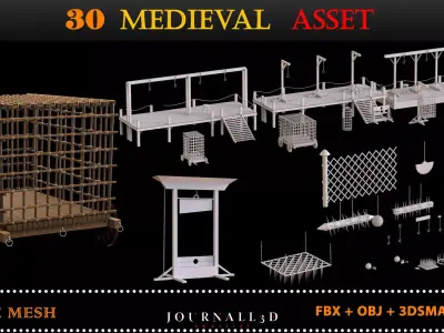 30 medieval asset 3DMODEL Low-poly 3D model