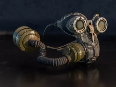 Post Apocalyptic Gas Mask Respirator 3D model