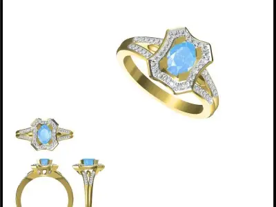 JCD Format Antique color stone rings ring cad 3D print model purchase