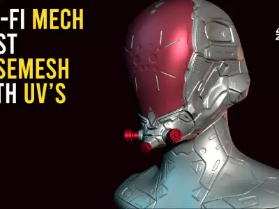 Sci-Fi Mech Bust Ztool BaseMesh WIth UVs 3D model