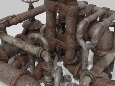 Rusty Pipes Collection Low-poly 3D model